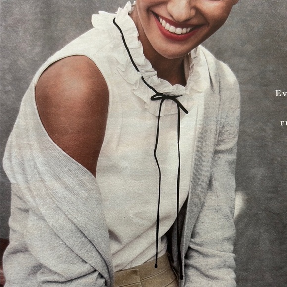 J. Crew Tops - J.Crew Ruffle-Neck Top in Stretch Ponte- NWT- Marine Salt- Size MEDIUM